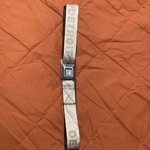 Peach and gray Detroit themed seat buckle style belt